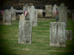 These tombstones are in the yard of the historic Old Dutch Church, across the street from the FOHK Gallery.
